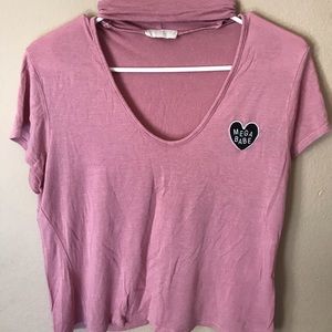 Soft pink shirt with built in choker